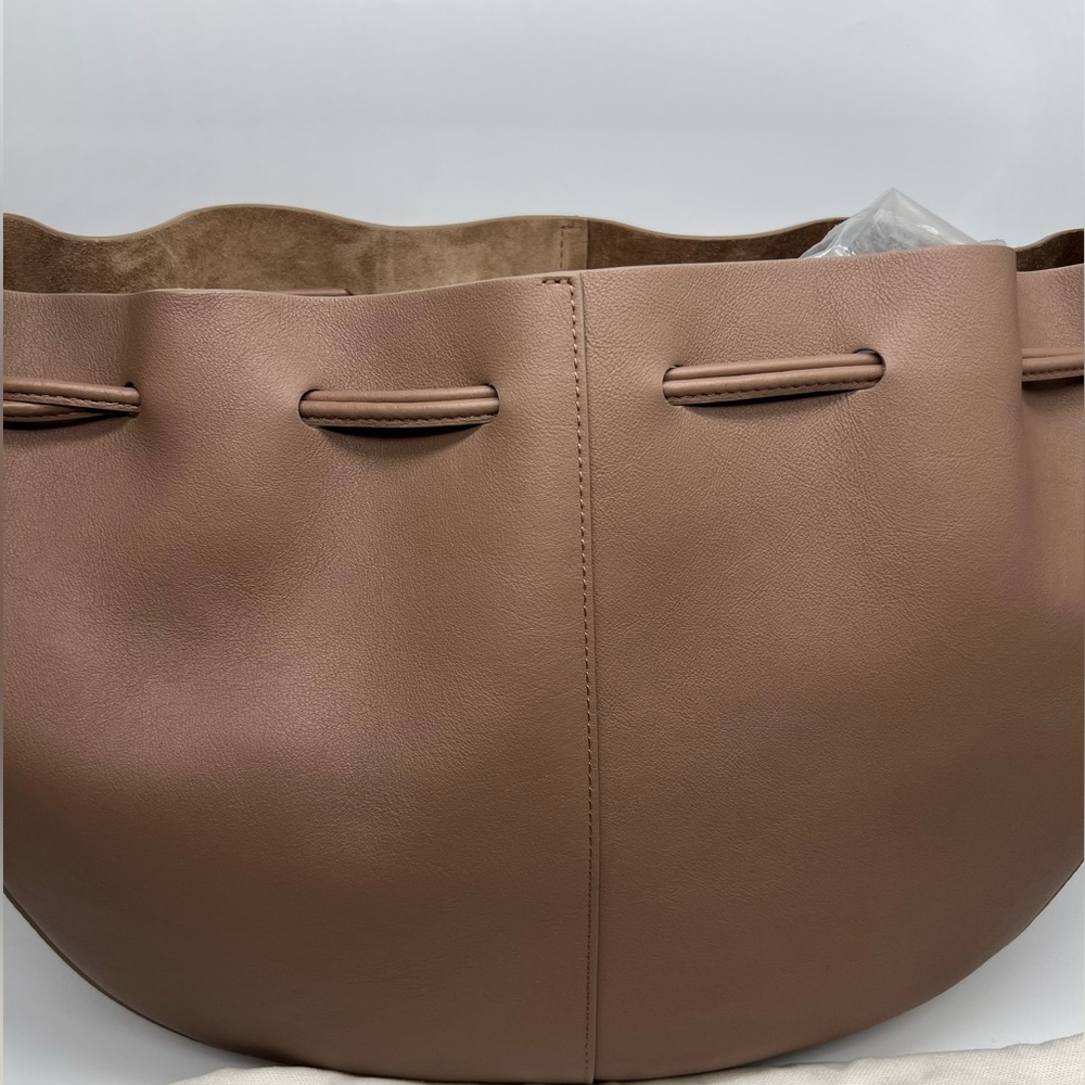 NWT MANSUR GAVRIEL Flores Biscotto Nude Leather Double Drawstring Shoulder Bag - Picture 8 of 16
